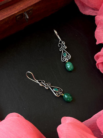 Stone Beads Silver Replica Earring