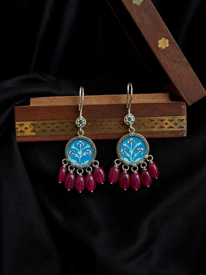 Hand Painted Beaded Oxidized Earring