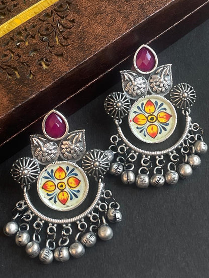 Hand Painted Black Polish Chandbali Earring