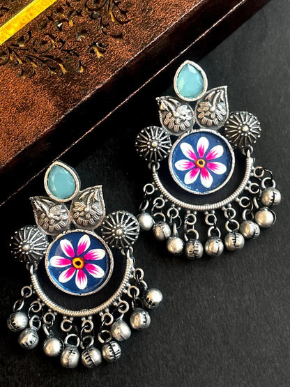 Hand Painted Black Polish Chandbali Earring