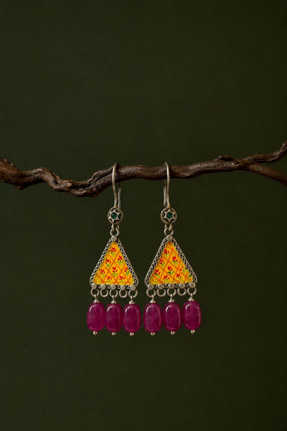 Hand Painted Top with Stones Earring