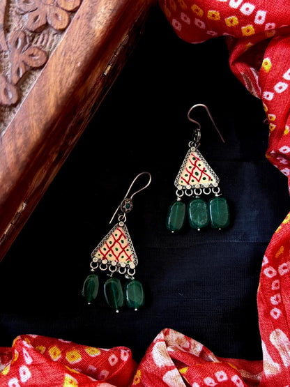 Hand Painted Top with Stones Earring