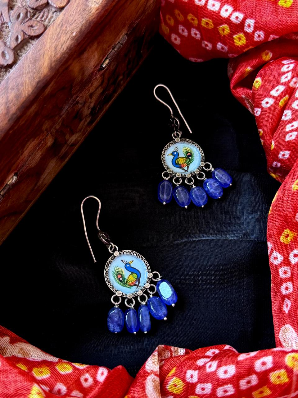 Hand Painted Top Jade Stone Earring