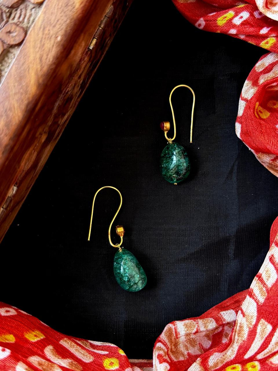 Strawberry Stone Golden Hook Earring