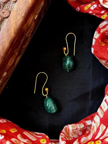 Strawberry Stone Golden Hook Earring