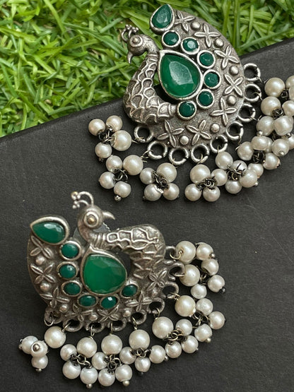 Peacock Shape Semi Precious Stone Earring