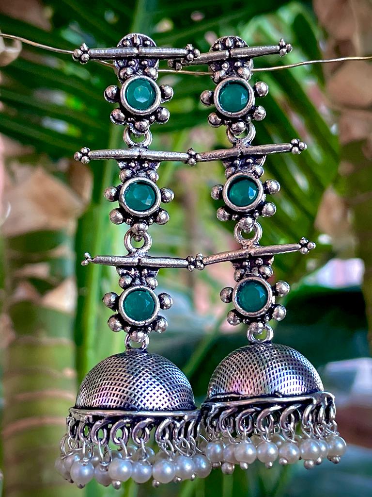 Oxidized German Silver Long Earring