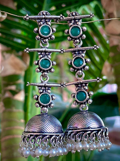 Oxidized German Silver Long Earring