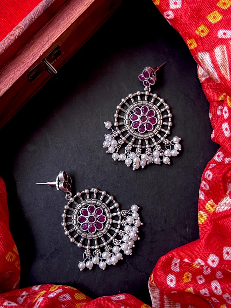 Oxidized Silver Replica Antique Earring