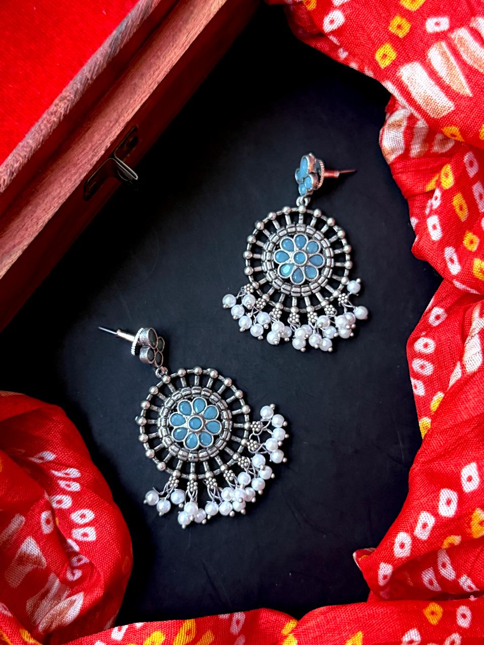 Oxidized Silver Replica Antique Earring
