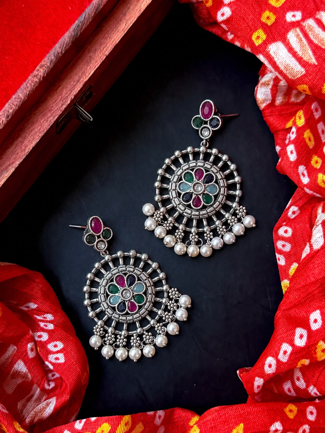 Oxidized Silver Replica Antique Earring