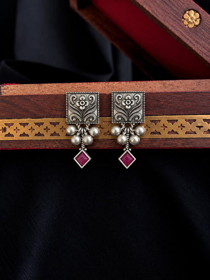 Oxidized Silver Replica Earring