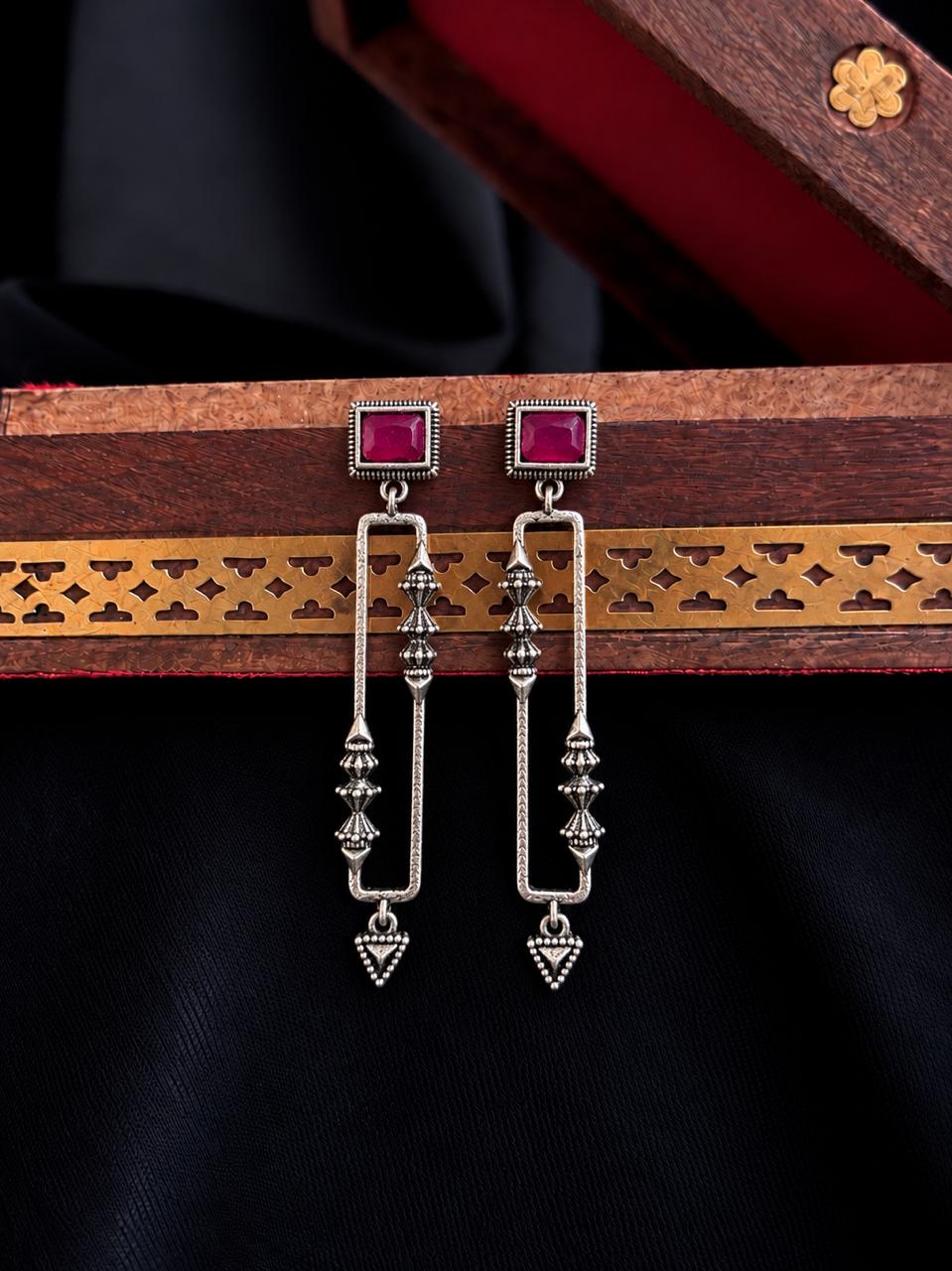Oxidized Silver Replica Earring