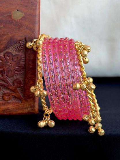 Acrylic Bangles with Metal Bangles set