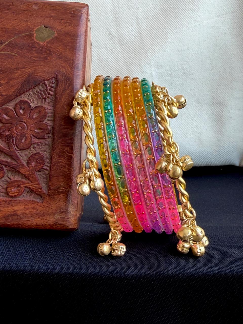 Acrylic Bangles with Metal Bangles set