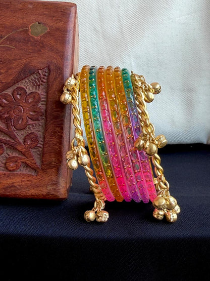 Acrylic Bangles with Metal Bangles set