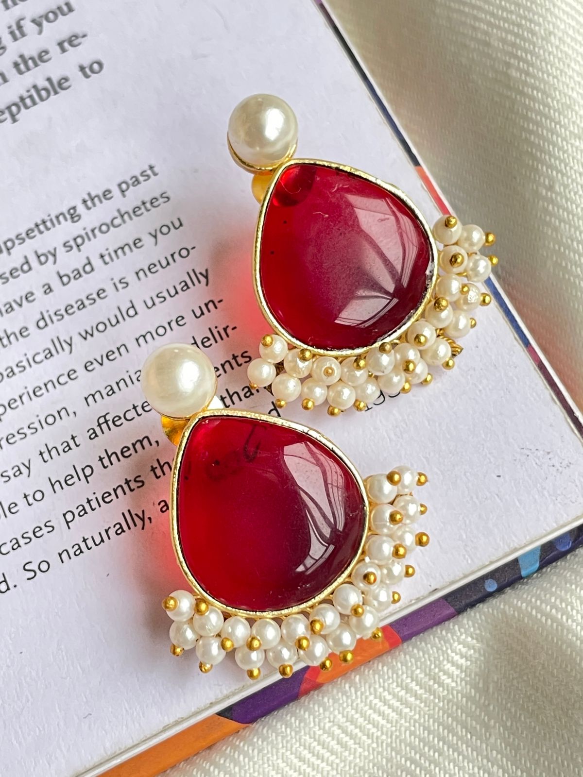 Monalisa Stone and Pearl Beaded Stud Earring