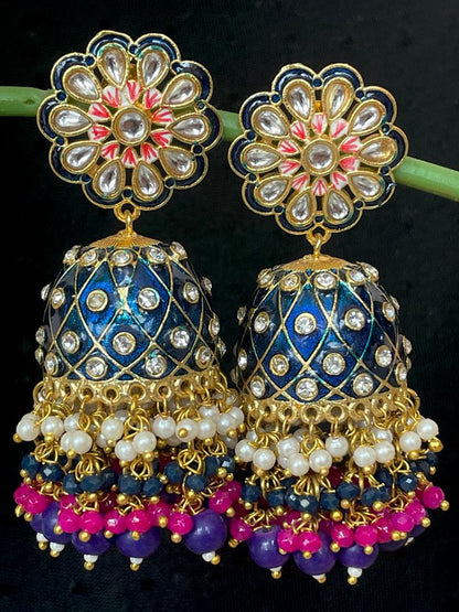 Meenakari Heavy Dome Shape Jhumka