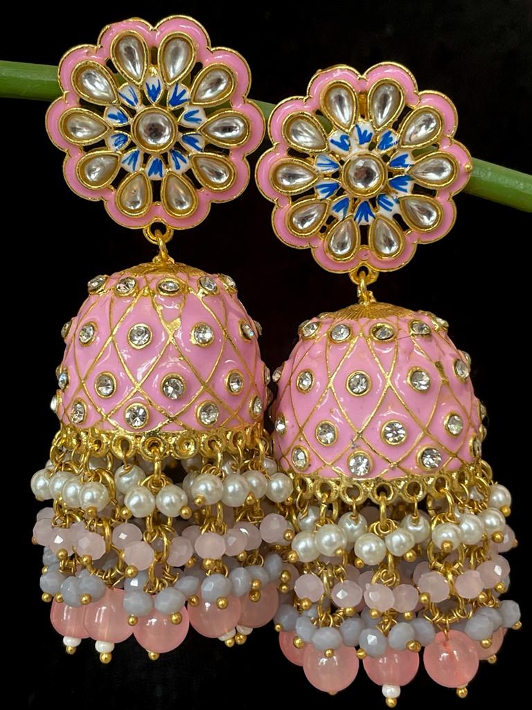 Meenakari Heavy Dome Shape Jhumka