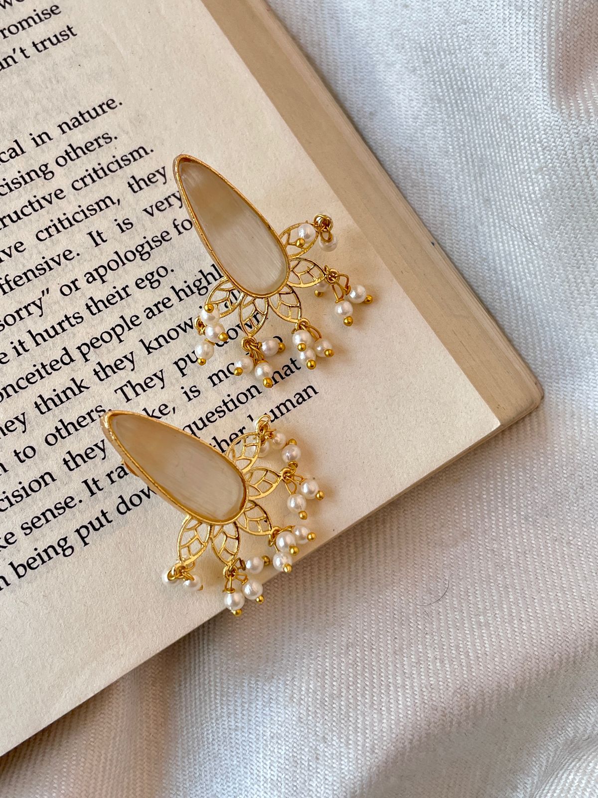 Monalisa Stone Beaded Golden Earring