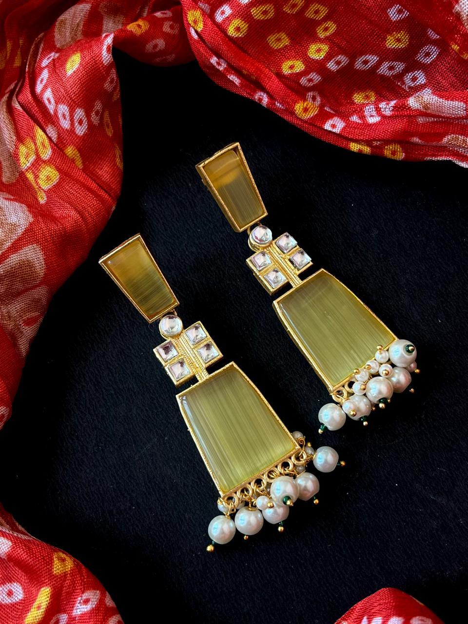 Monalisa Stone Geomterical Partywear Earring