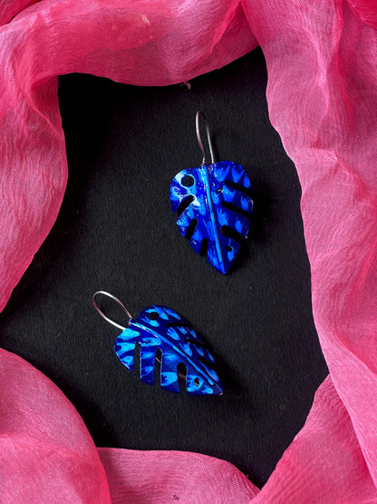 Hand Painted Leaf Shape Oxidized Earring
