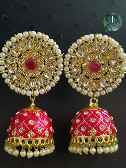 Meenakari Dome Shape Jhumka Earring