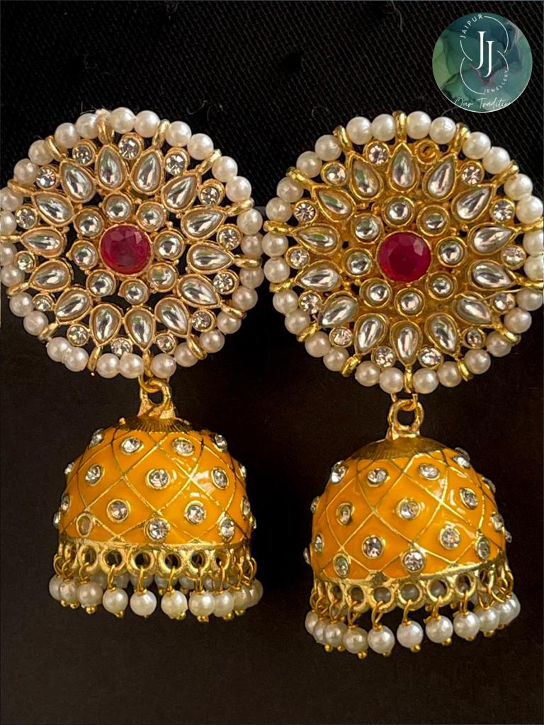 Meenakari Dome Shape Jhumka Earring