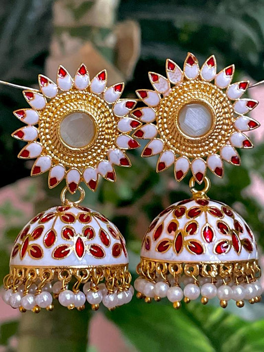 Meenakari Dome Shape Jhumka Earring