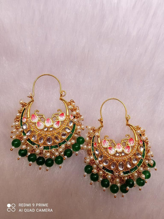 Meenakari Kundan Chandbali Earring