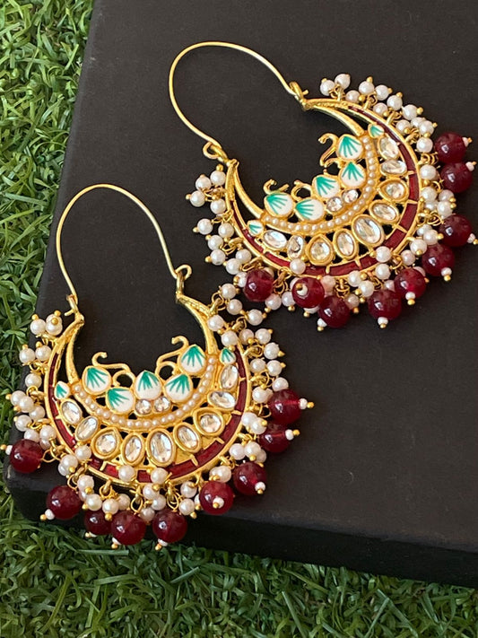 Meenakari Kundan Chandbali Earring