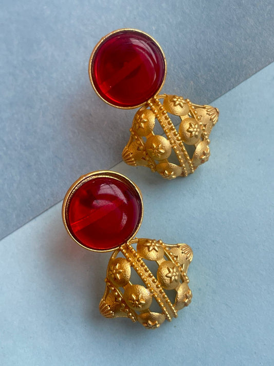 Monalisa Stone Golden Stud Earring