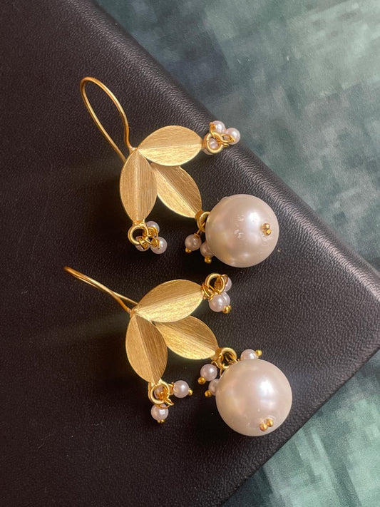 Pearl with Golden Top Stud Earring