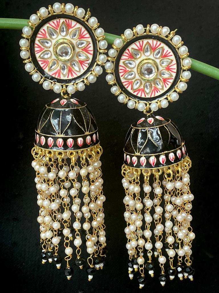 Meenakari Big size Dome Shape Jhumka