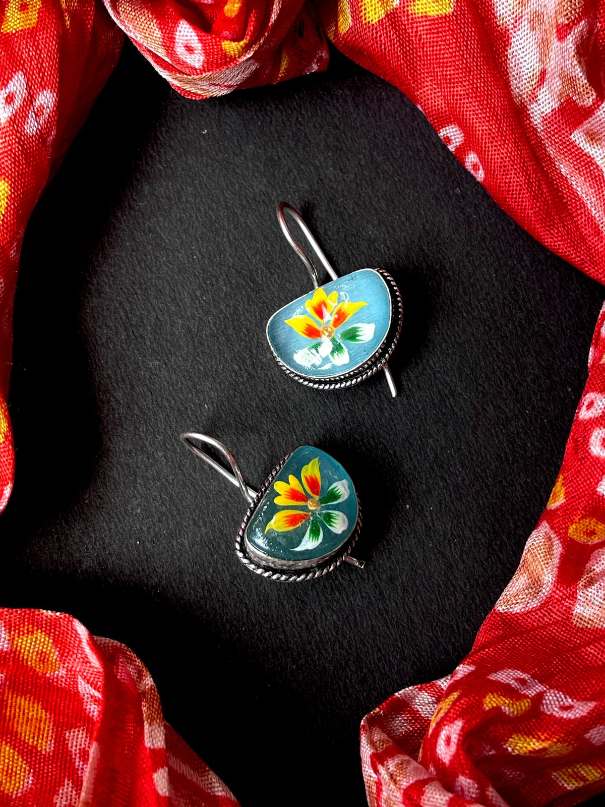 Hand Painted Monalisa Stone Earring