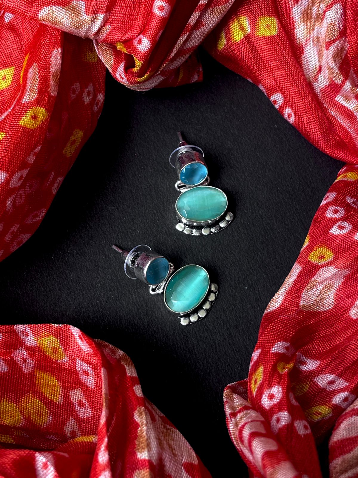 Monalisa Stone Silver Replica Earring