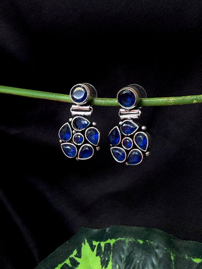 Monalisa Stone Floral Silver Replica Earring