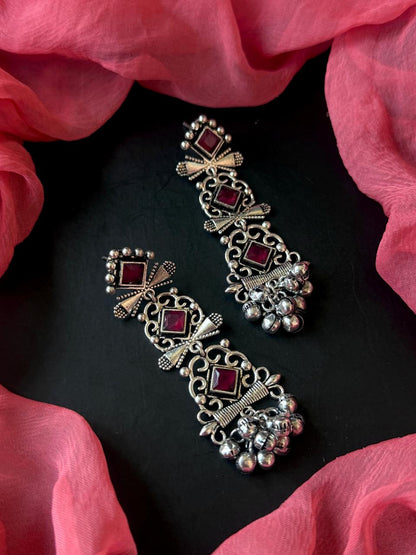 Monalisa Stone Silver Replica Partywear Earring