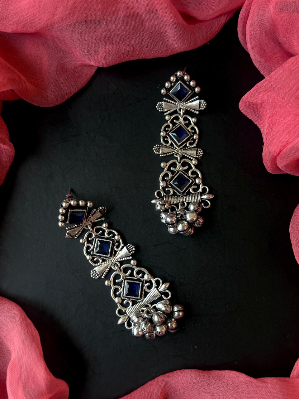 Monalisa Stone Silver Replica Partywear Earring