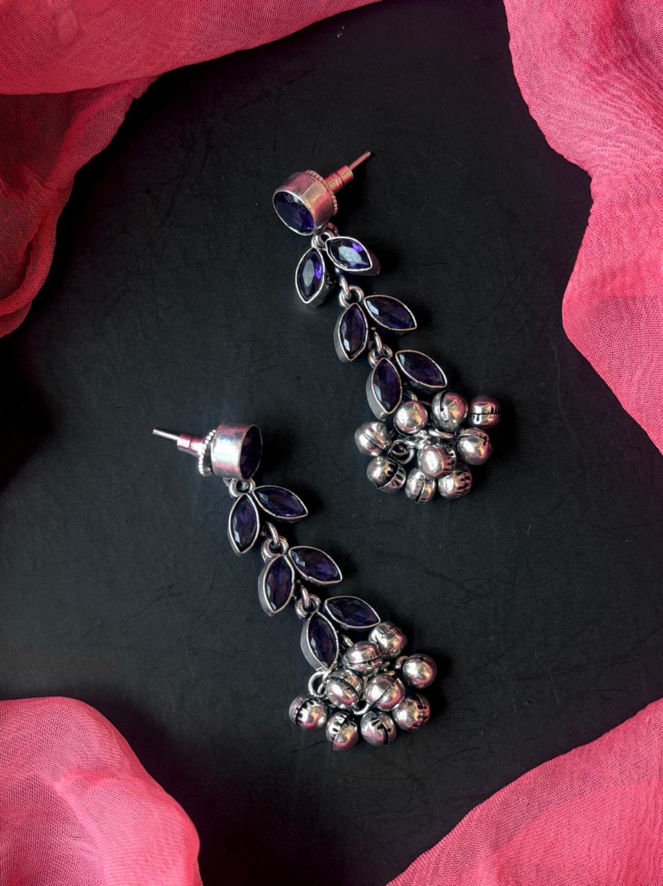 Monalisa Stone Silver Replica Partywear Earring