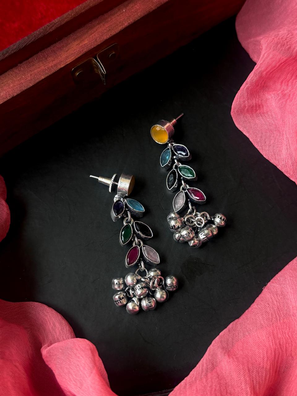 Monalisa Stone Silver Replica Partywear Earring