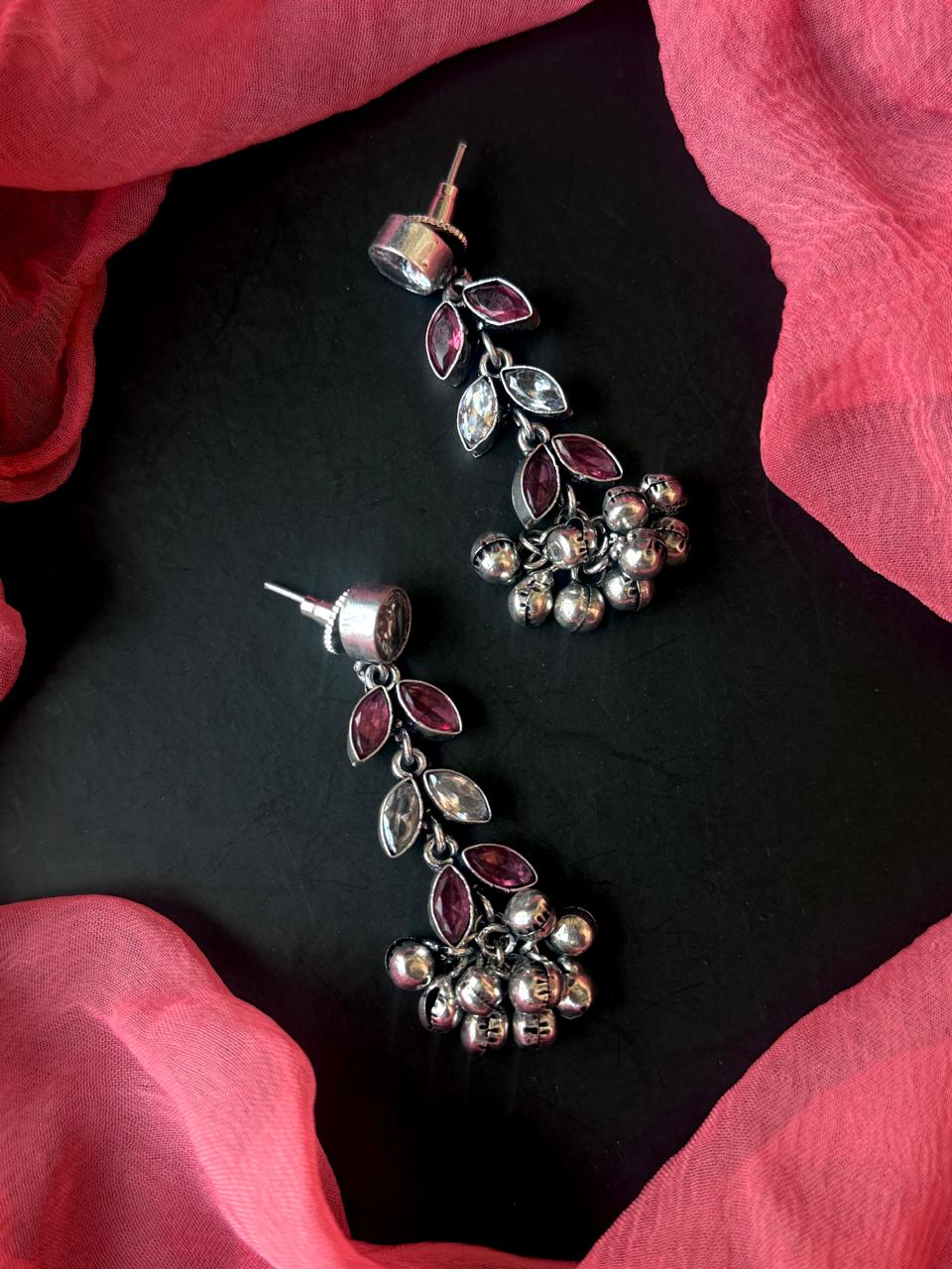 Monalisa Stone Silver Replica Partywear Earring