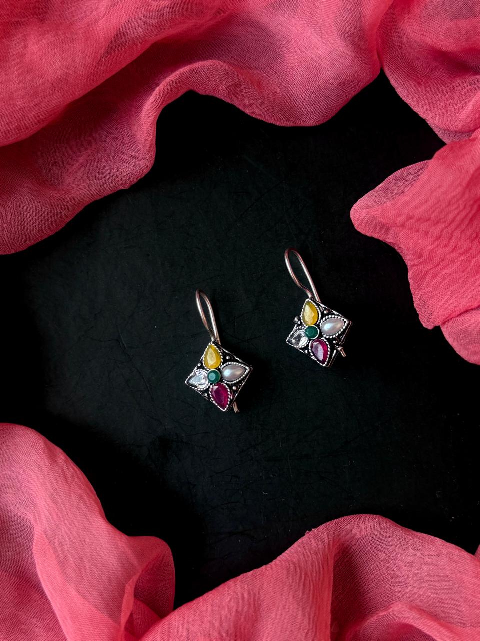 Monalisa Stone Oxidized Casual Wear Earring