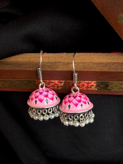 Hand Painted Oxidized Jhumki Earring