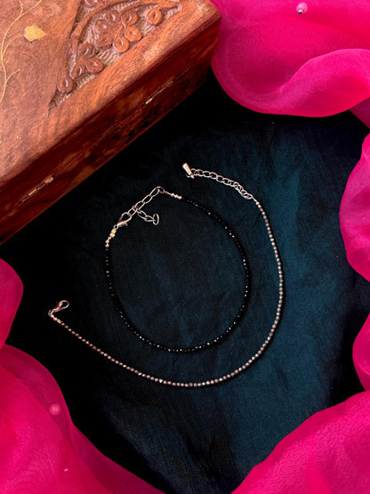 Pyrite and Black Beaded Anklet
