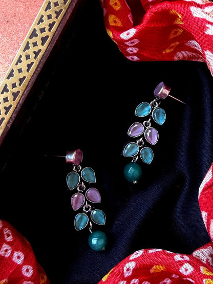 Monalisa Stone Hanging Silver Replica Earring