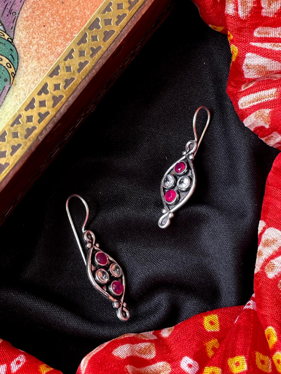 Monalisa Stone Oxidized Hanging Earring