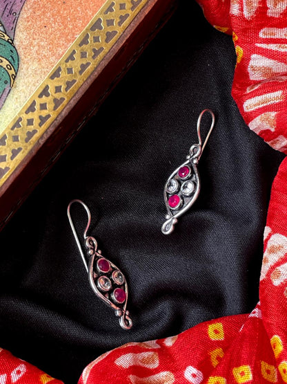 Monalisa Stone Oxidized Hanging Earring