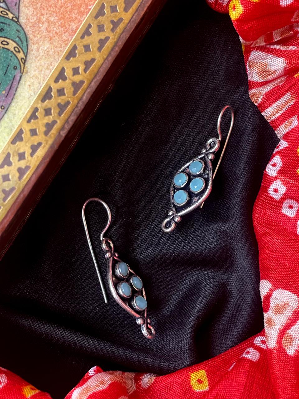 Monalisa Stone Oxidized Hanging Earring
