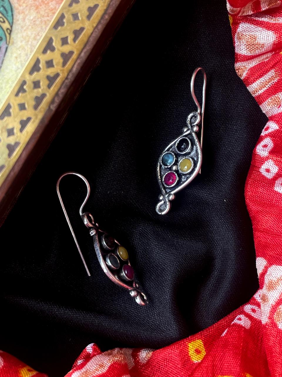 Monalisa Stone Oxidized Hanging Earring